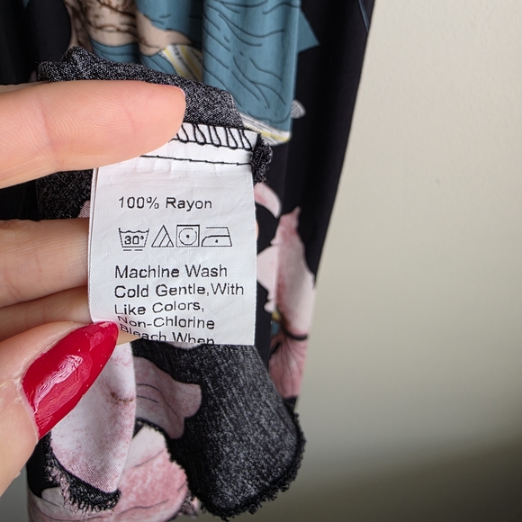 Womens Vintage Boho Button Up Split Floral Print Flowy Party Dress Floral Pink  - Picture 9 of 12